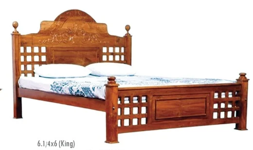 Carved teakwood bed model Royal-B127
